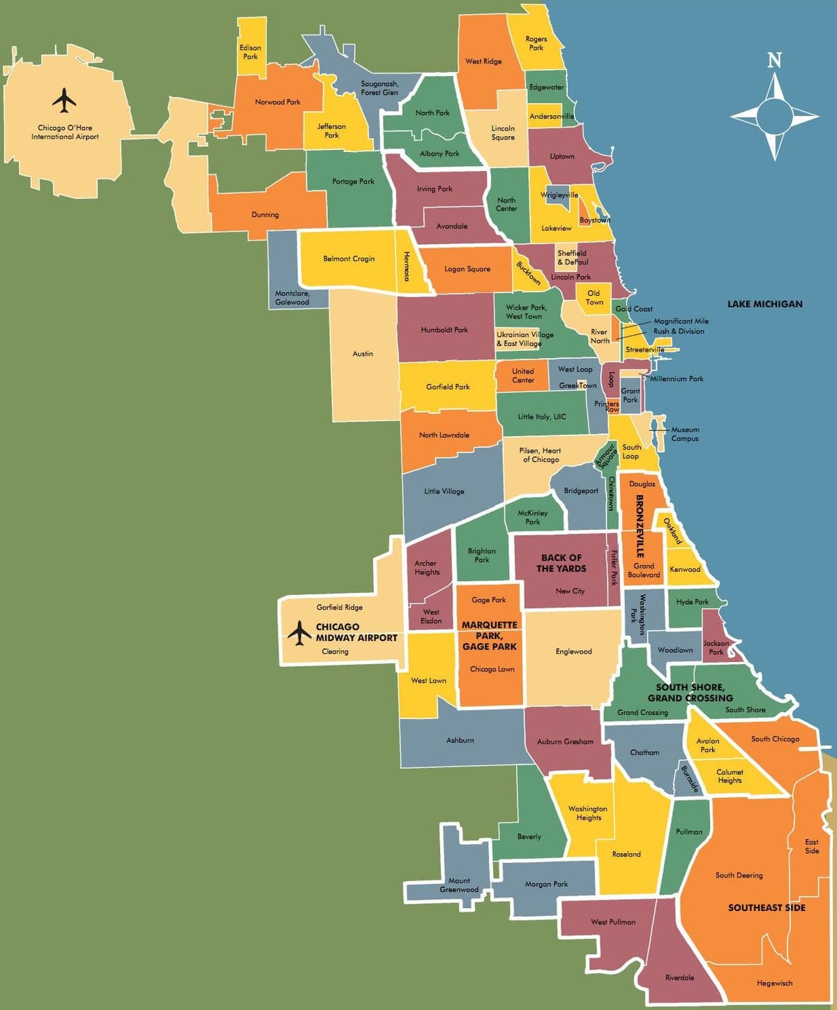 Chicago'da mahalleleri haritası