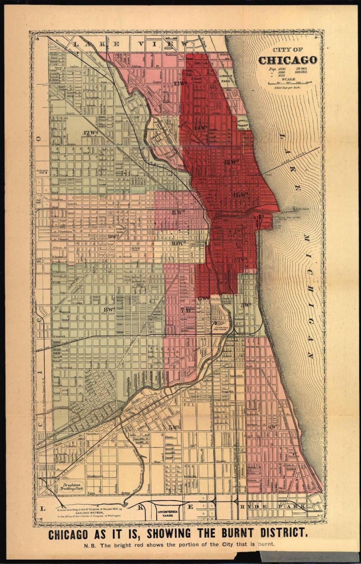 büyük Chicago yangınından haritası