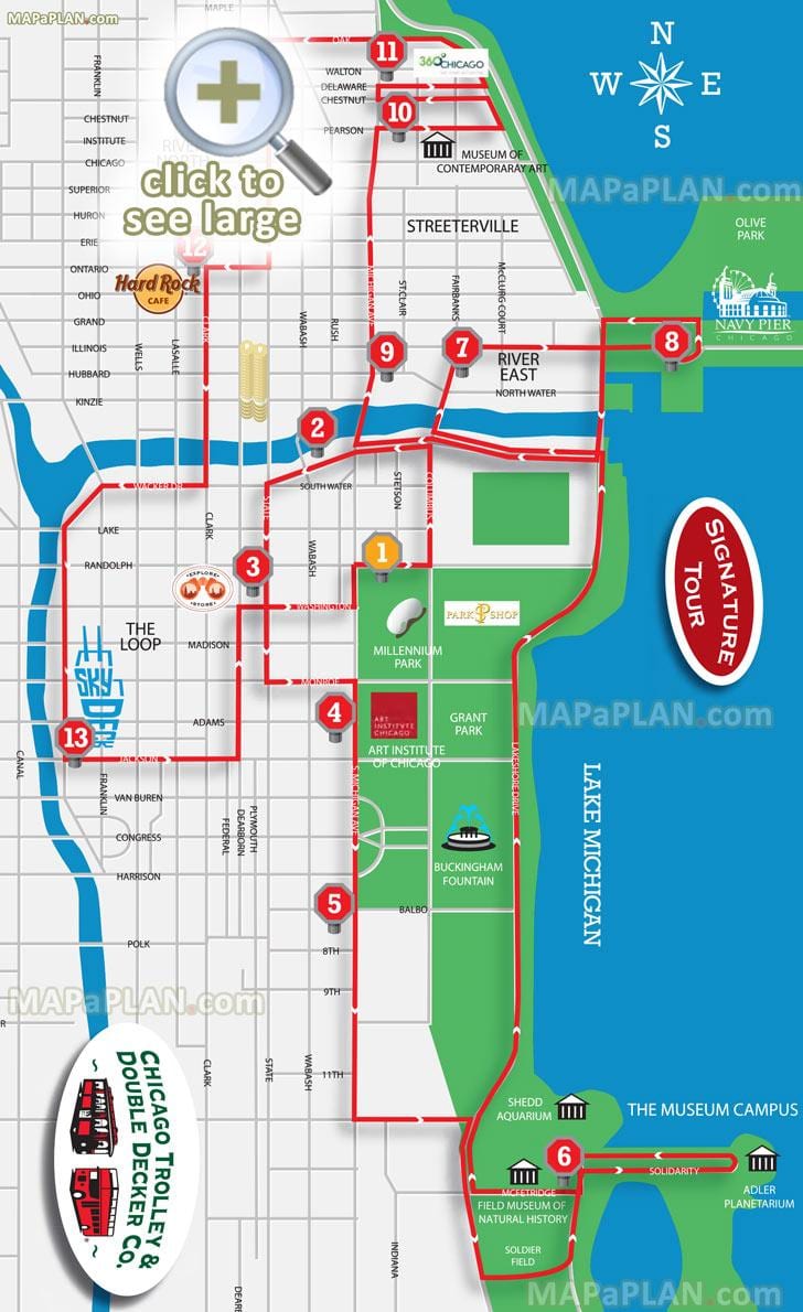 Chicago turistik yerler haritası