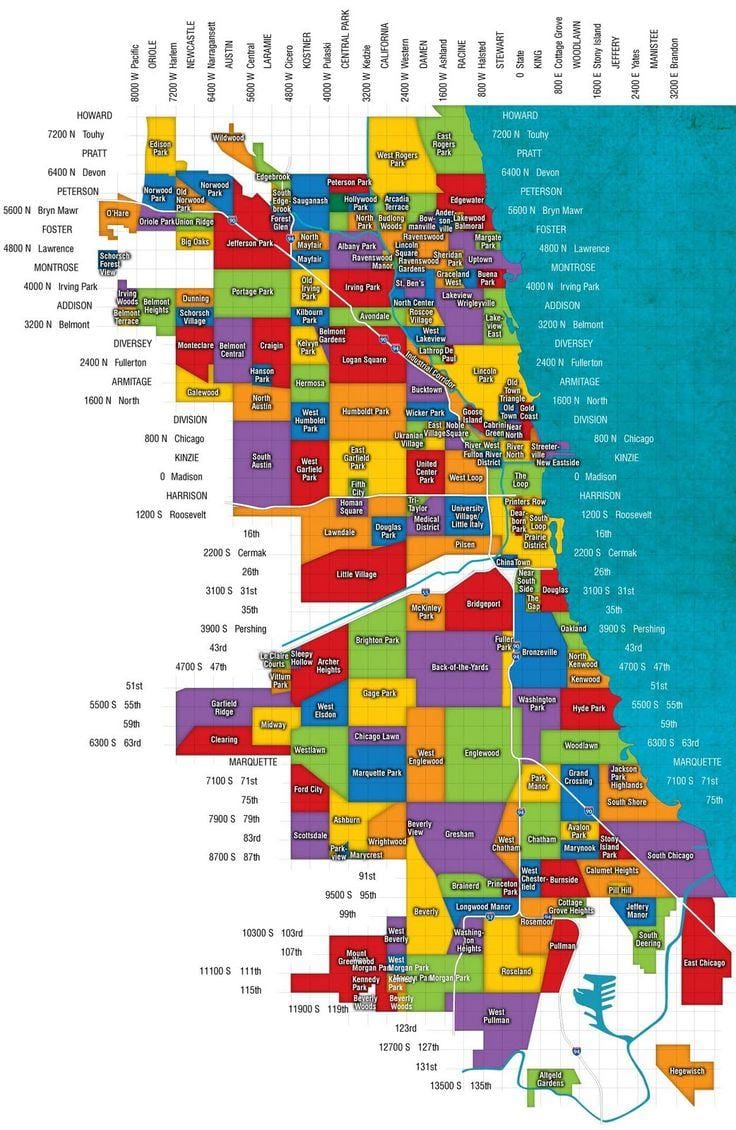 Chicago harita ve banliyöleri
