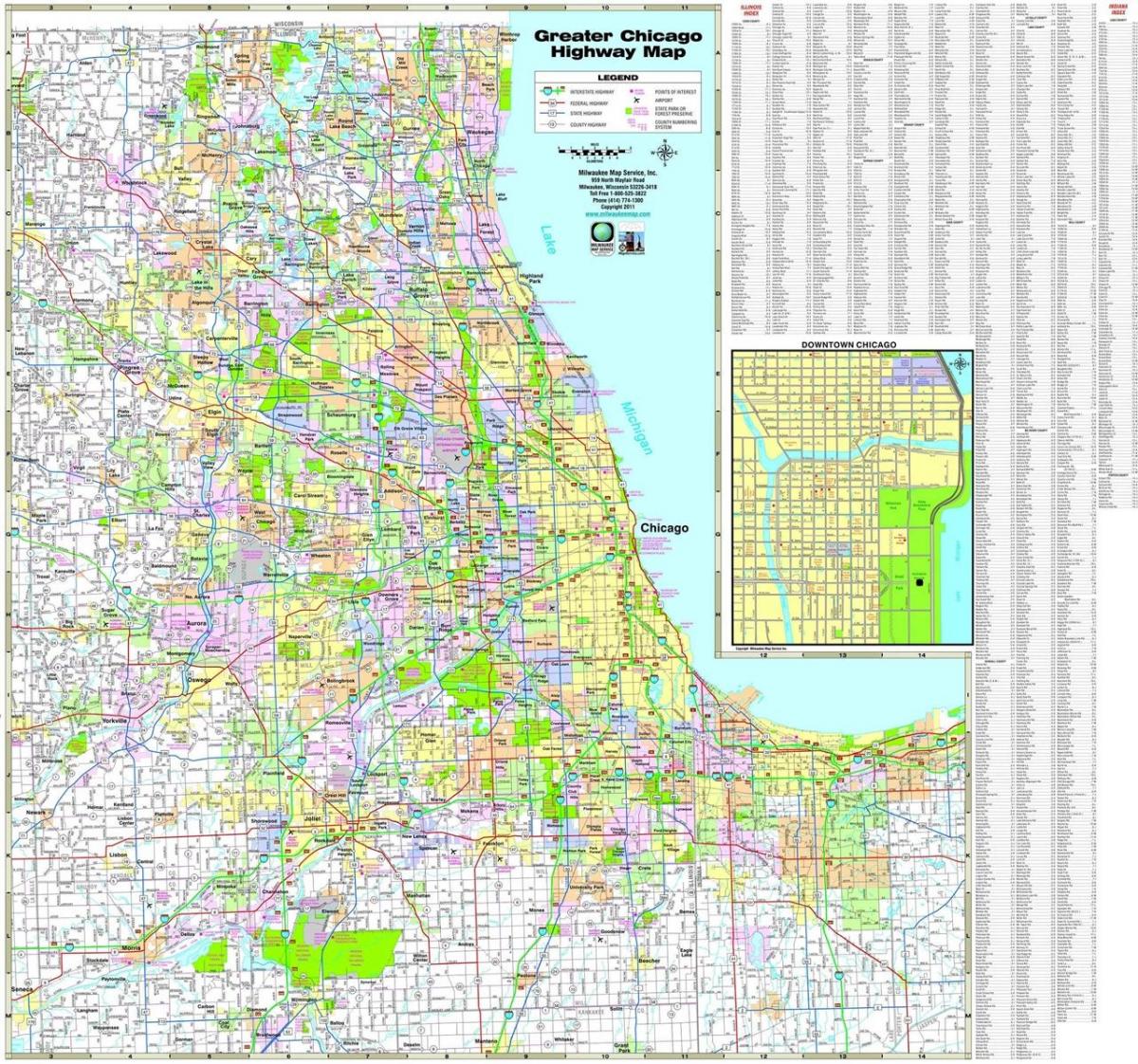 Chicago haritası Karayolları