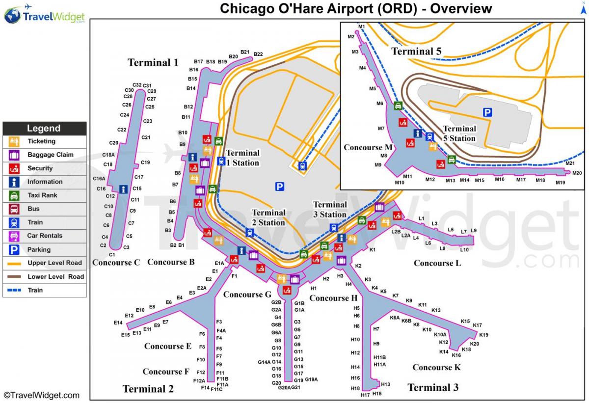 Chicago O Hare Uluslararası Havaalanı Haritayı göster