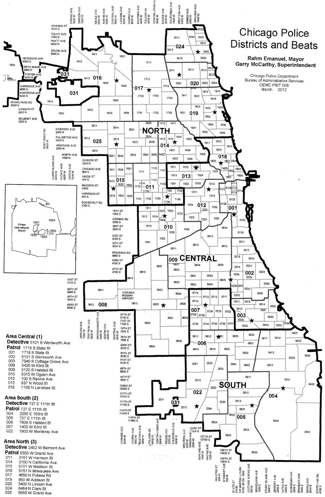 Chicago polis bölgeleri göster