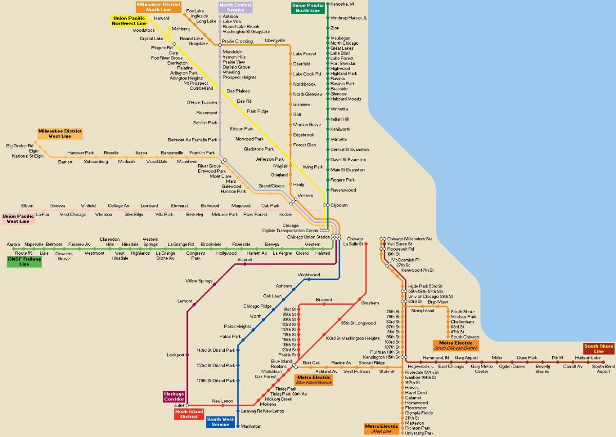 Chicago toplu taşıma haritası
