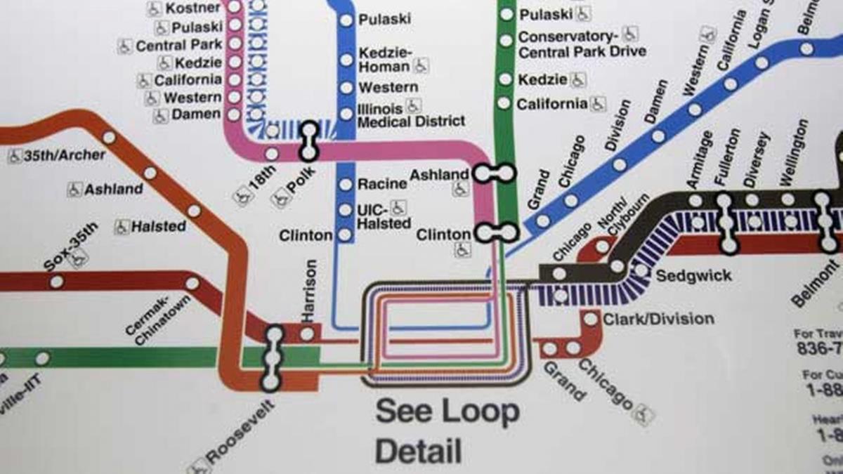 Chicago metro haritası mavi çizgi
