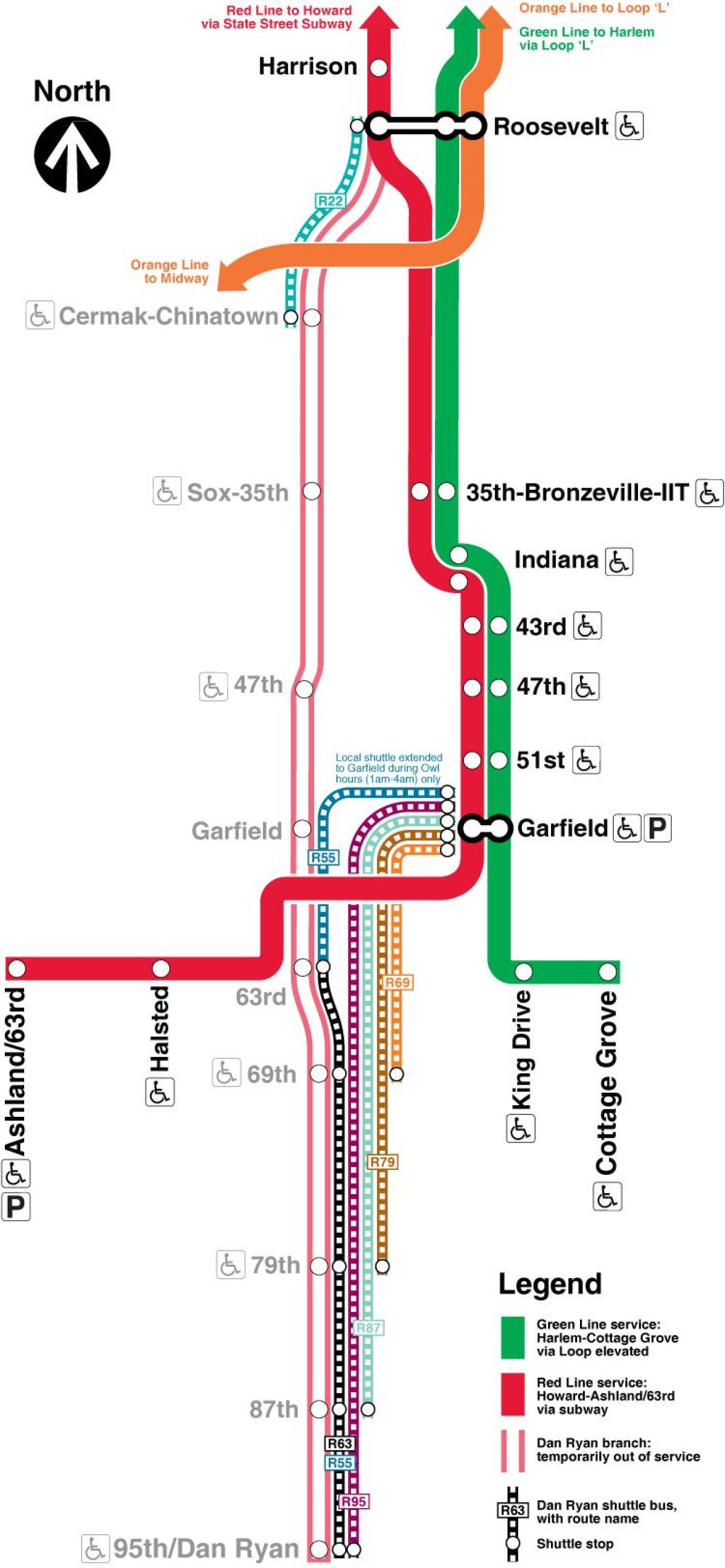 Chicago metro haritası kırmızı çizgi
