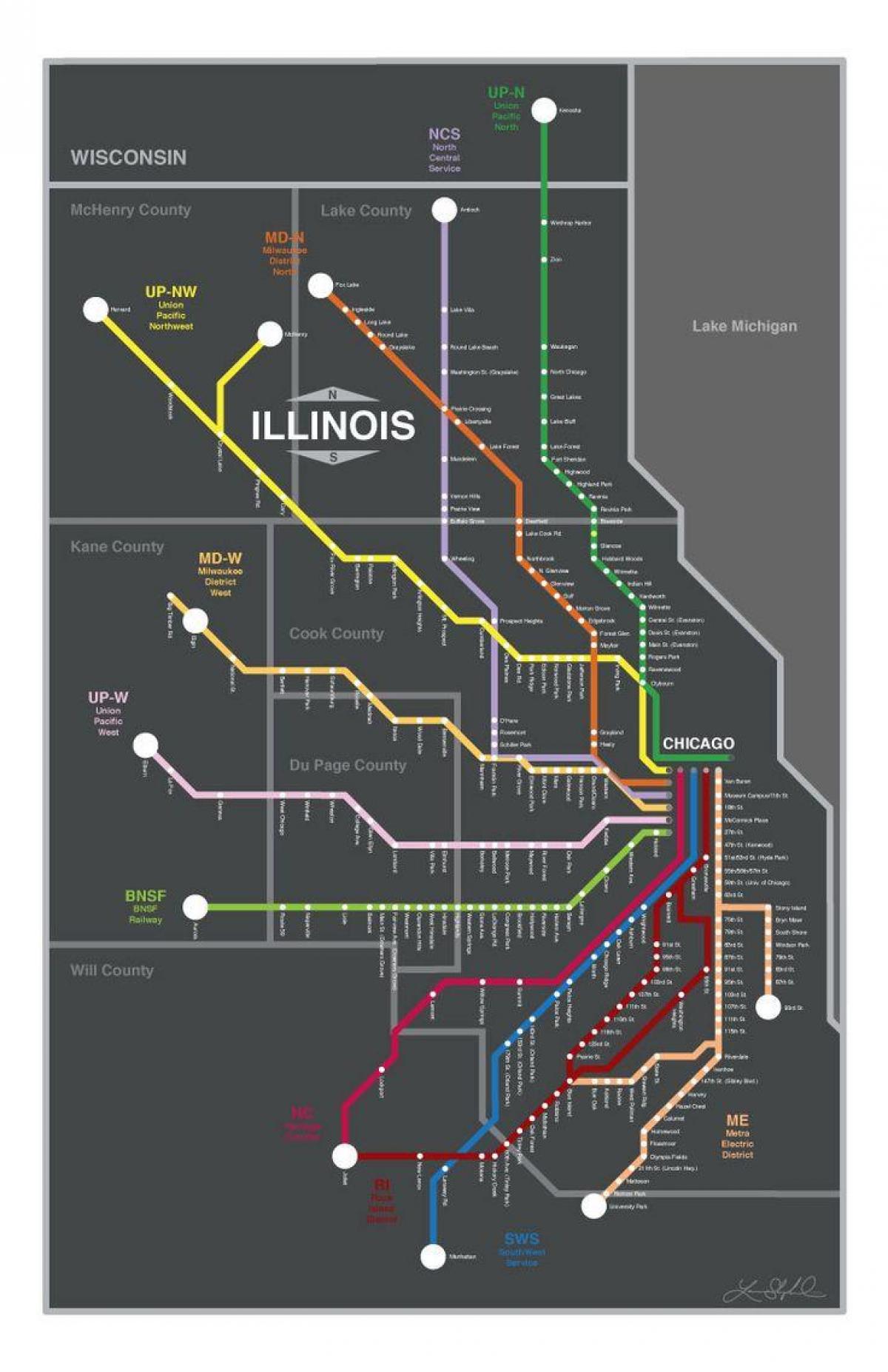 metra, Chicago haritası