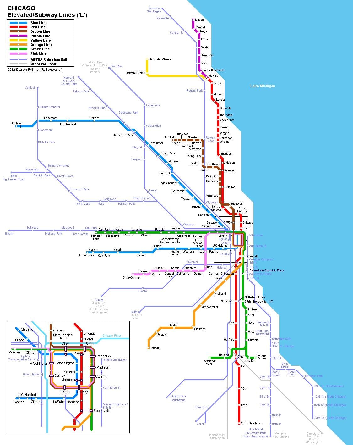 Chicago Metro İstasyonu haritası