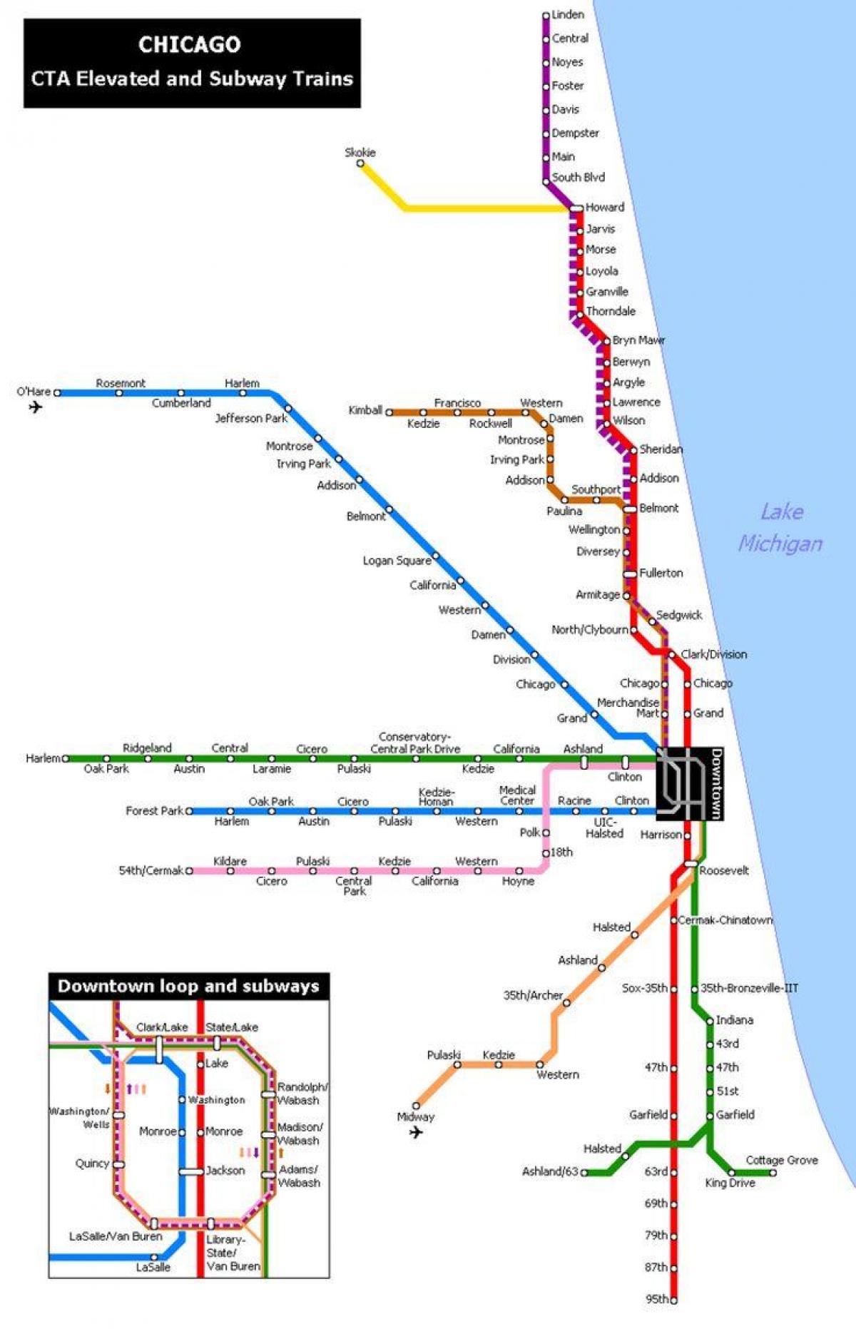 Chicago metro İstasyonu haritası