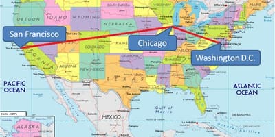 ABD harita üzerinde Chicago