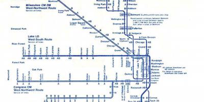 Mavi çizgi harita Chicago
