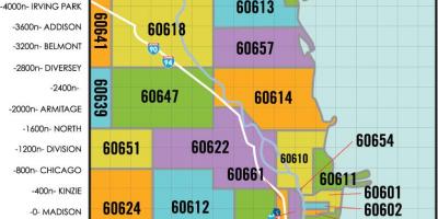 Chicago alan kodu Haritayı zip